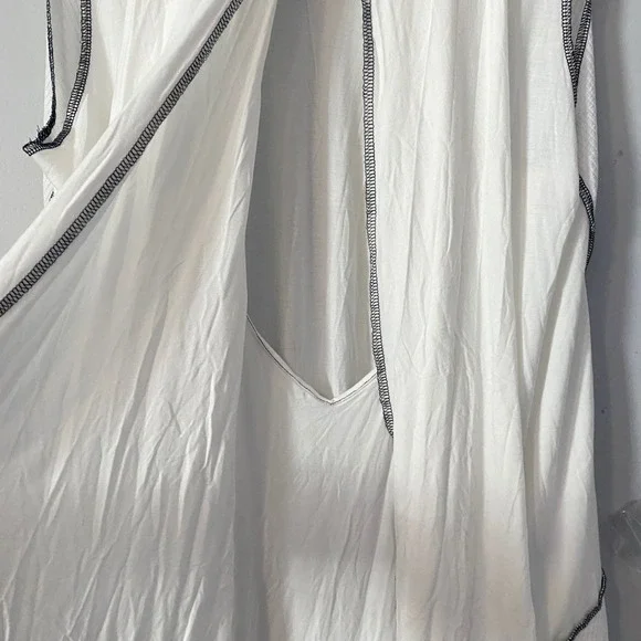 POL White Sleeveless Deconstructed Tunic Top Exposed Stitching Sharkbite L - Picture 7 of 11
